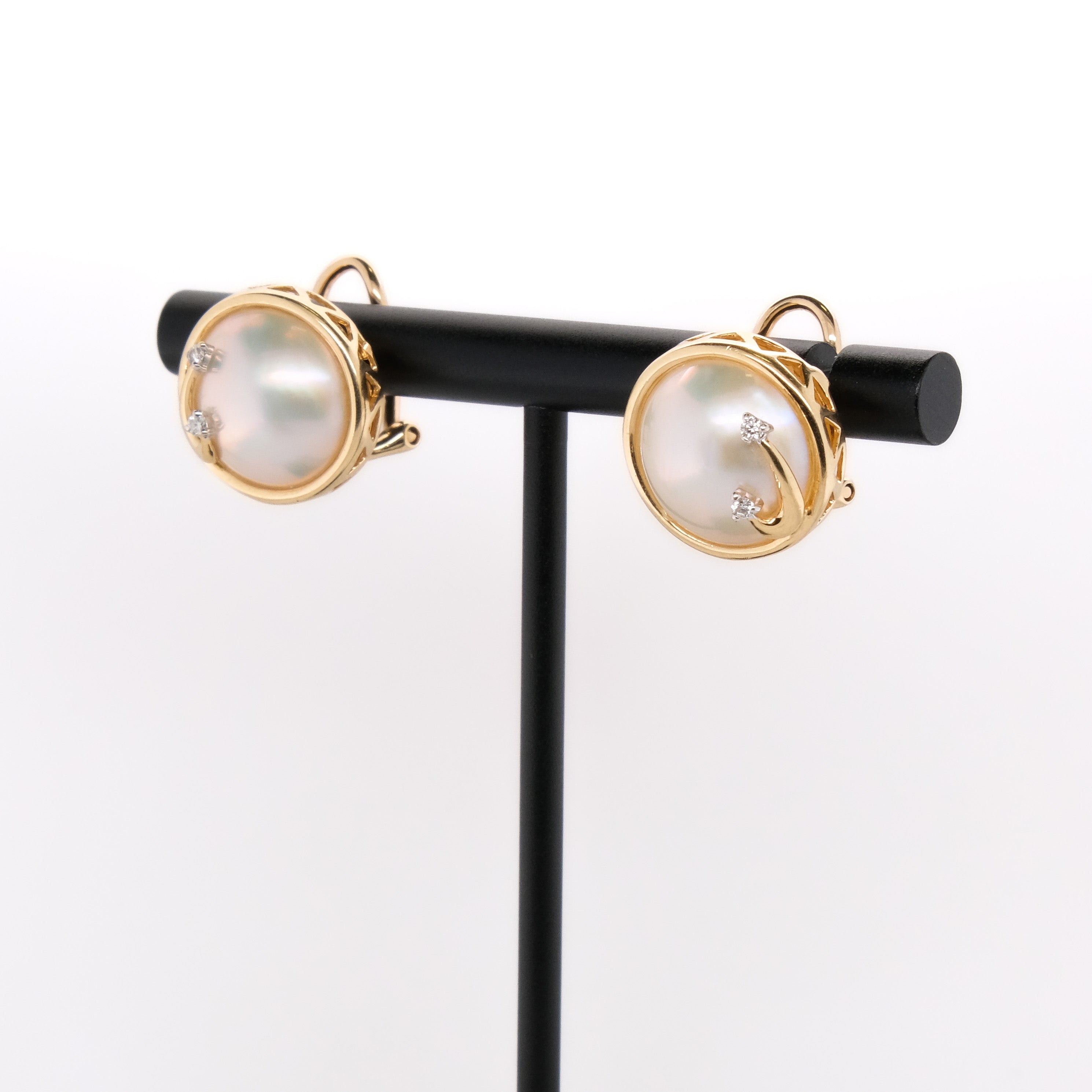 14k Mabe Pearl & Diamond Earrings