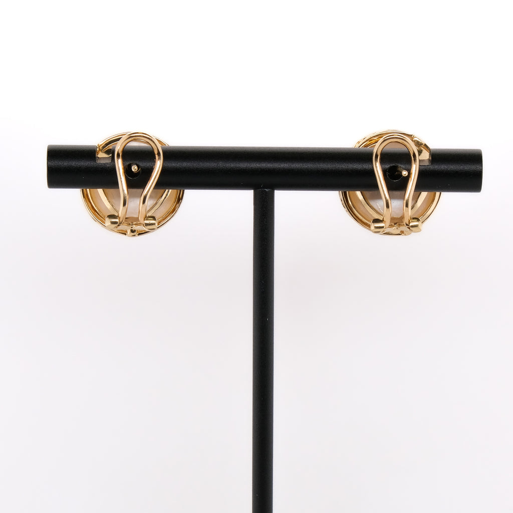 14k Mabe Pearl & Diamond Earrings