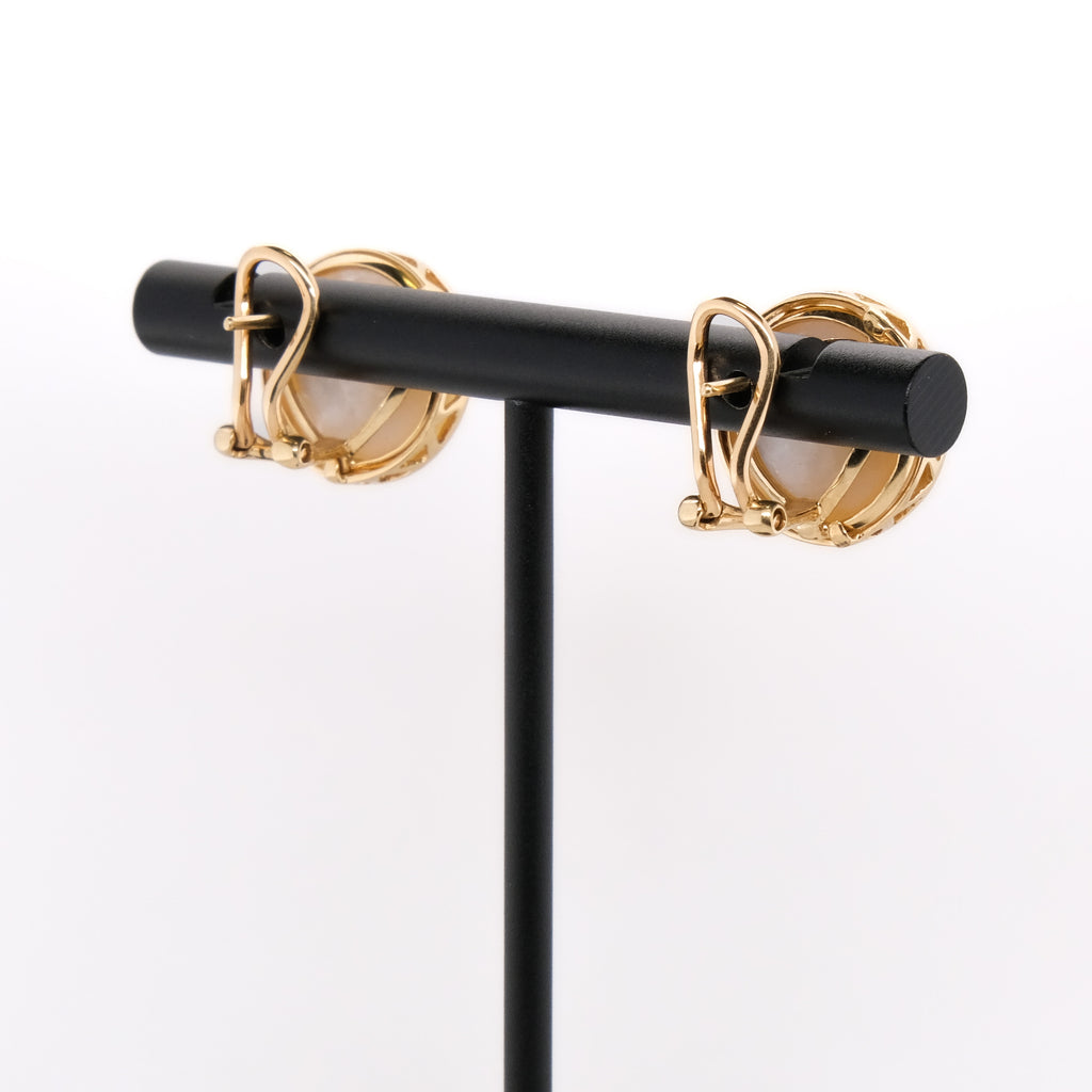 14k Mabe Pearl & Diamond Earrings