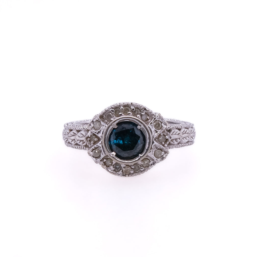 14k Blue Diamond Ring