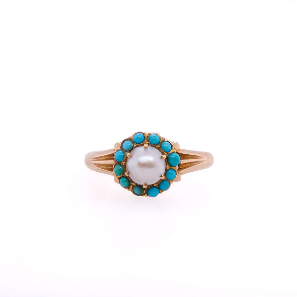18k Pearl & Turquoise Ring