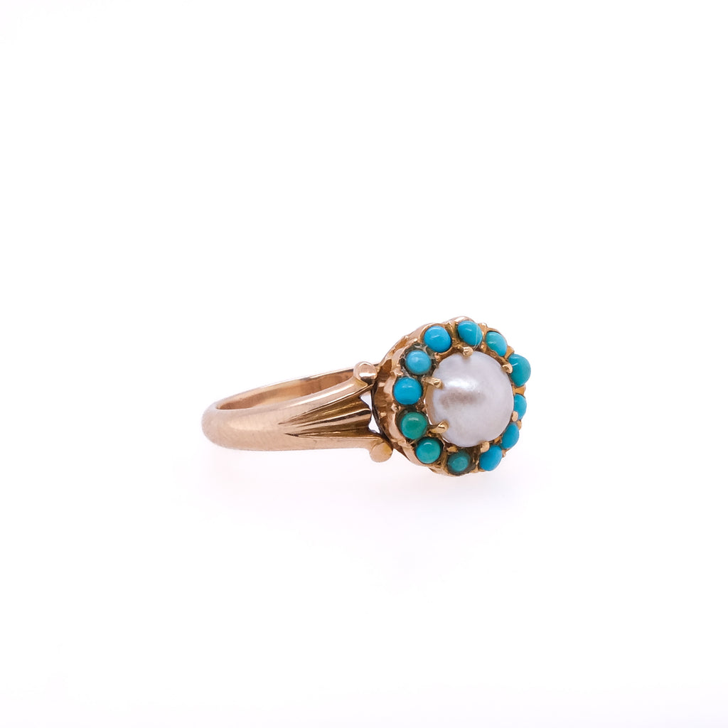 18k Pearl & Turquoise Ring