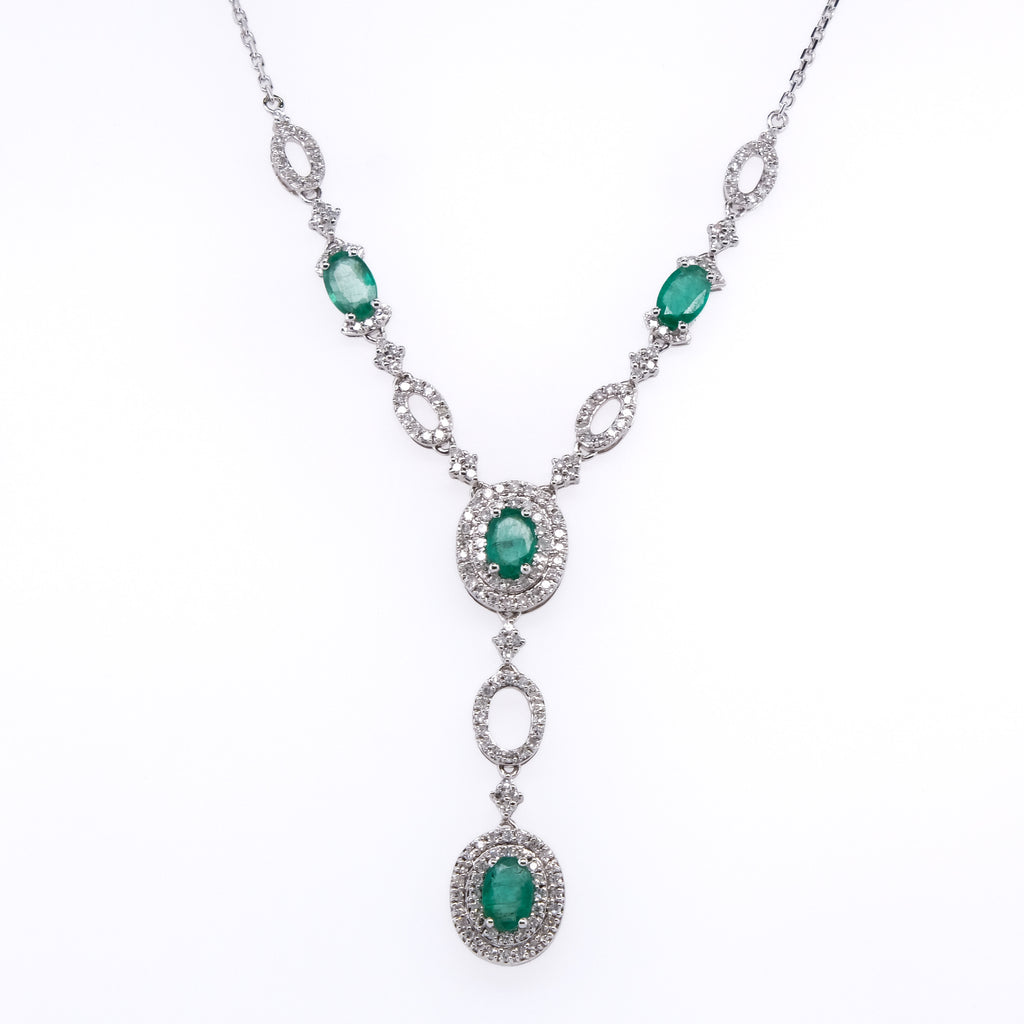 14k Emerald & Diamond Necklace