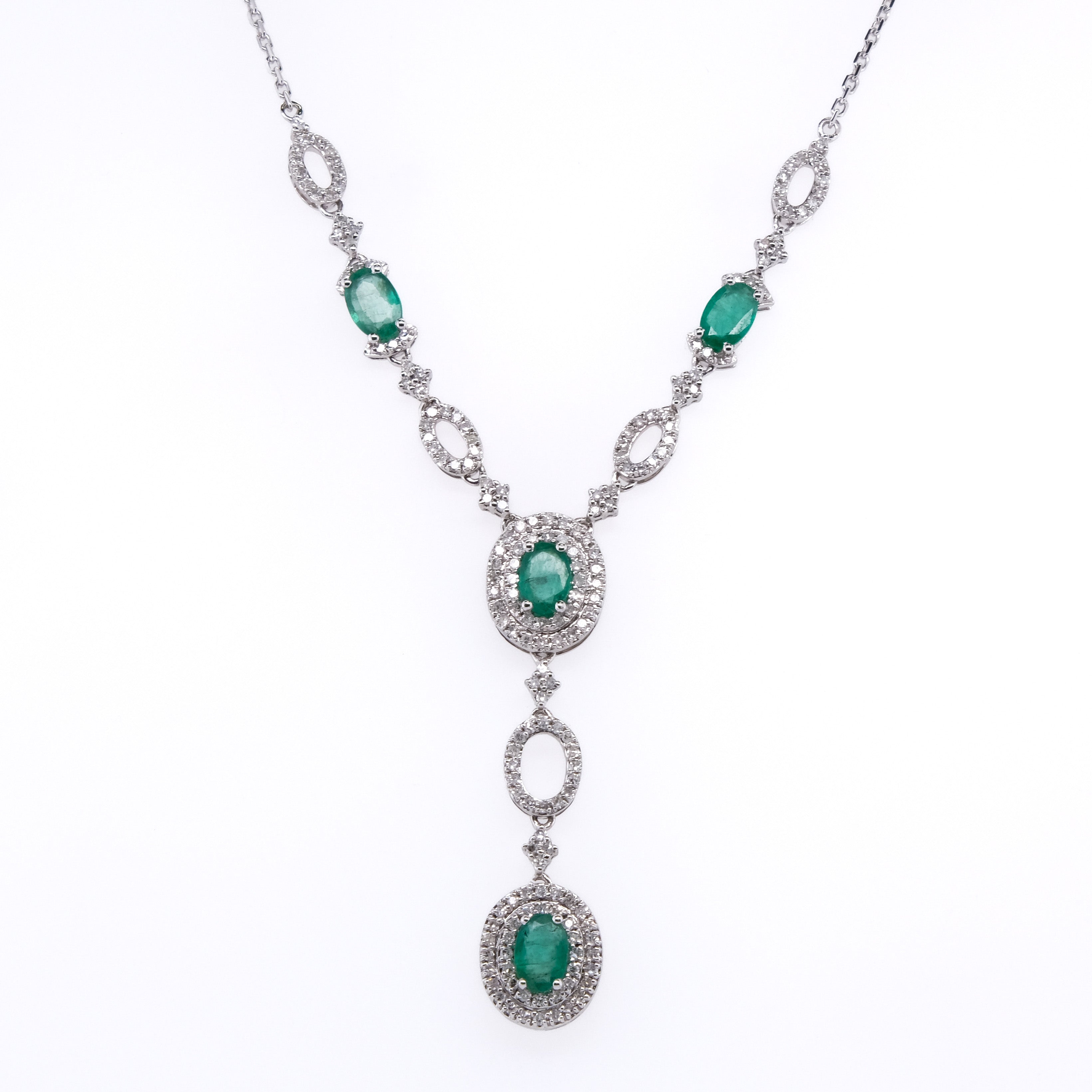 14k Emerald & Diamond Necklace