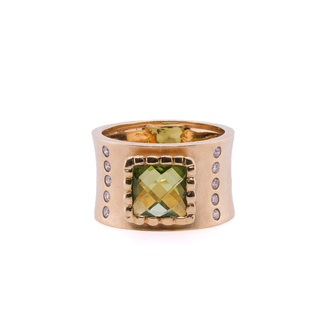 14k Peridot & Diamond Ring
