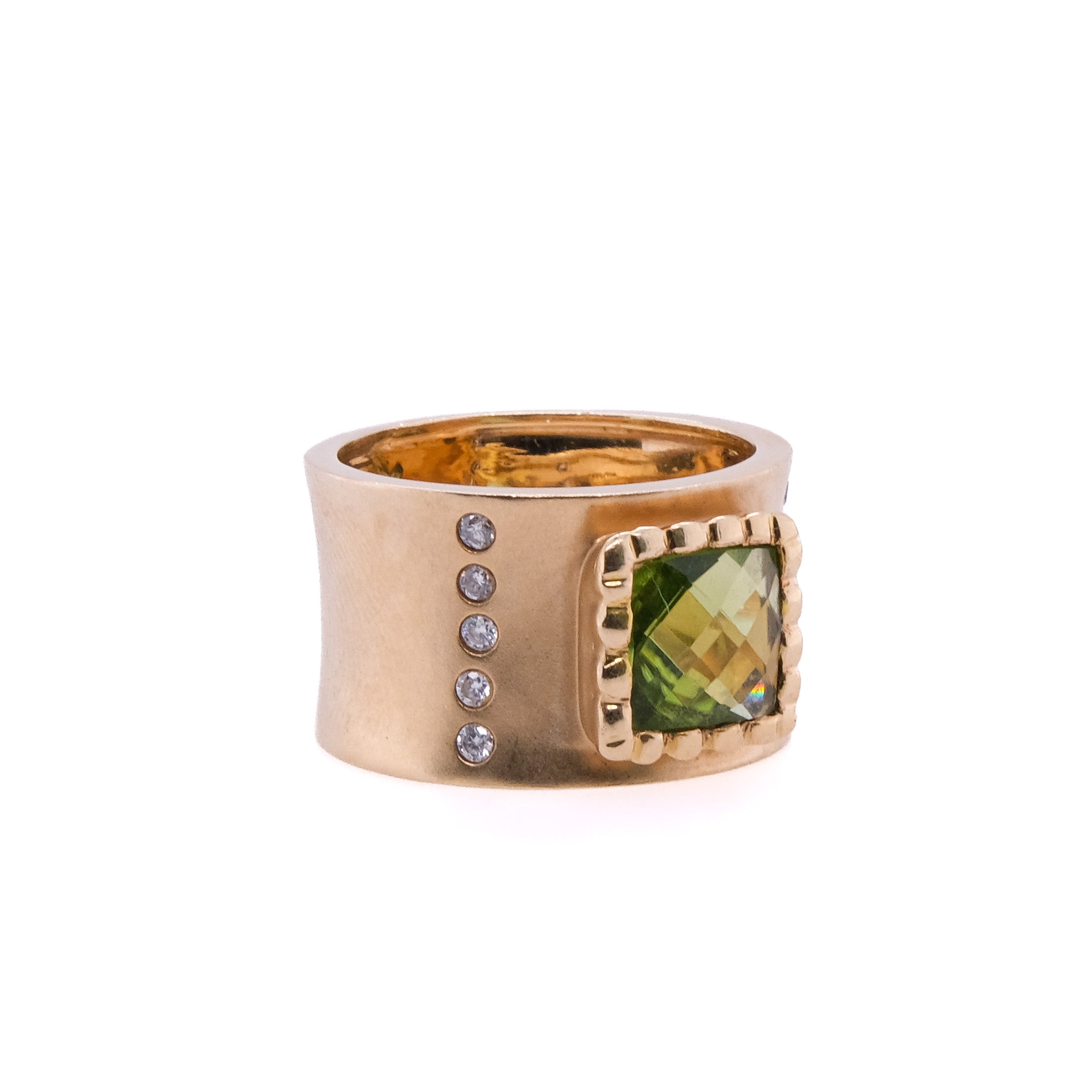 14k Peridot & Diamond Ring