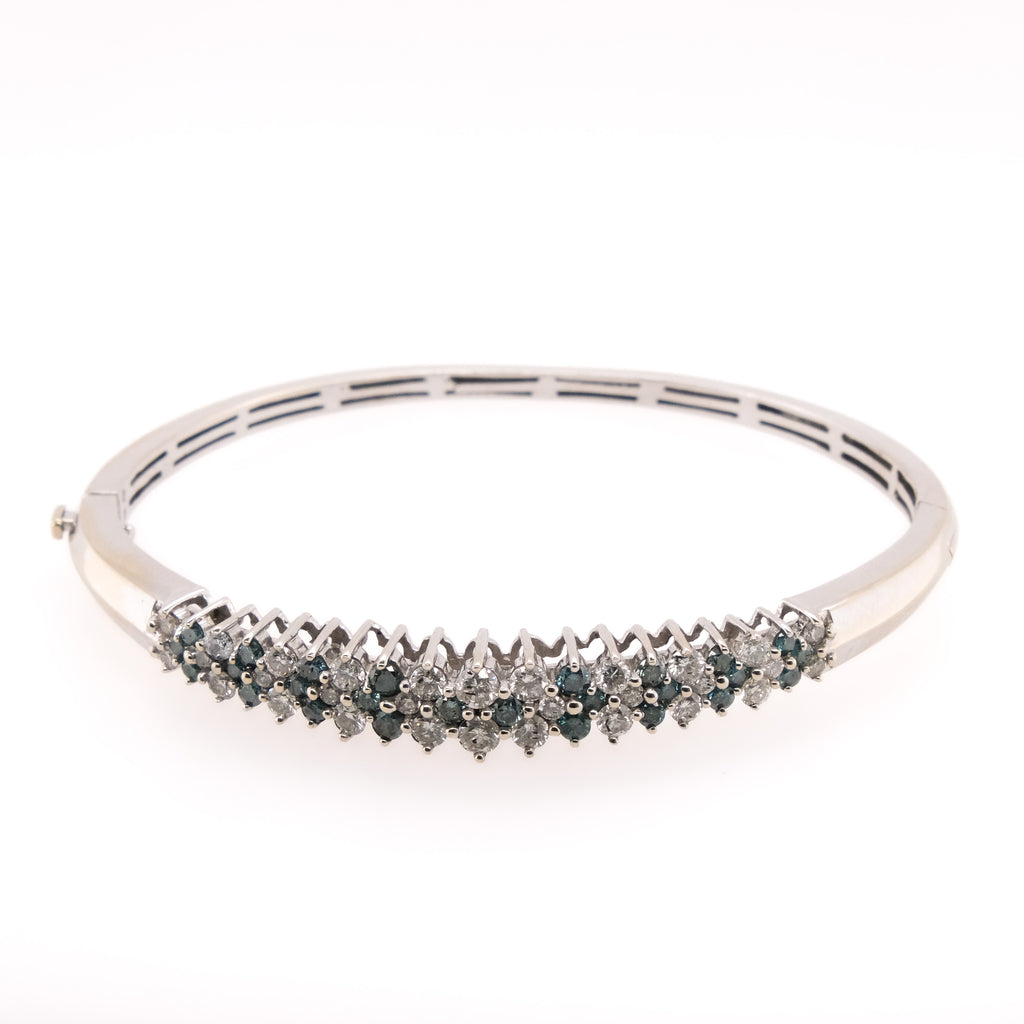 14k Blue Diamond and Diamond Bangle