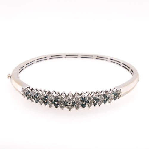 14k Blue Diamond and Diamond Bangle