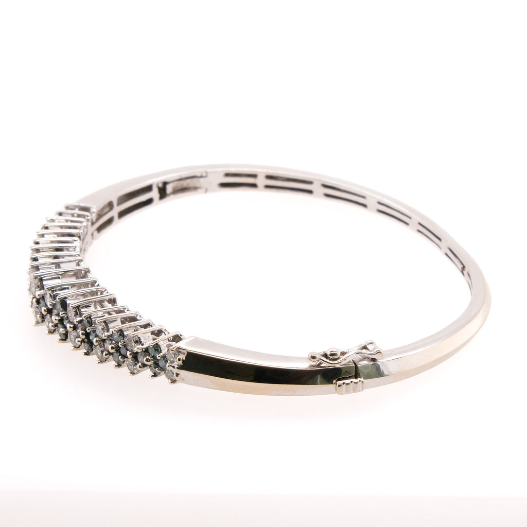 14k Blue Diamond and Diamond Bangle