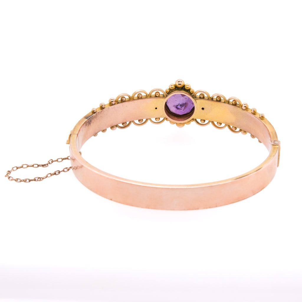 9k Amethyst & Pearl Seed Bangle