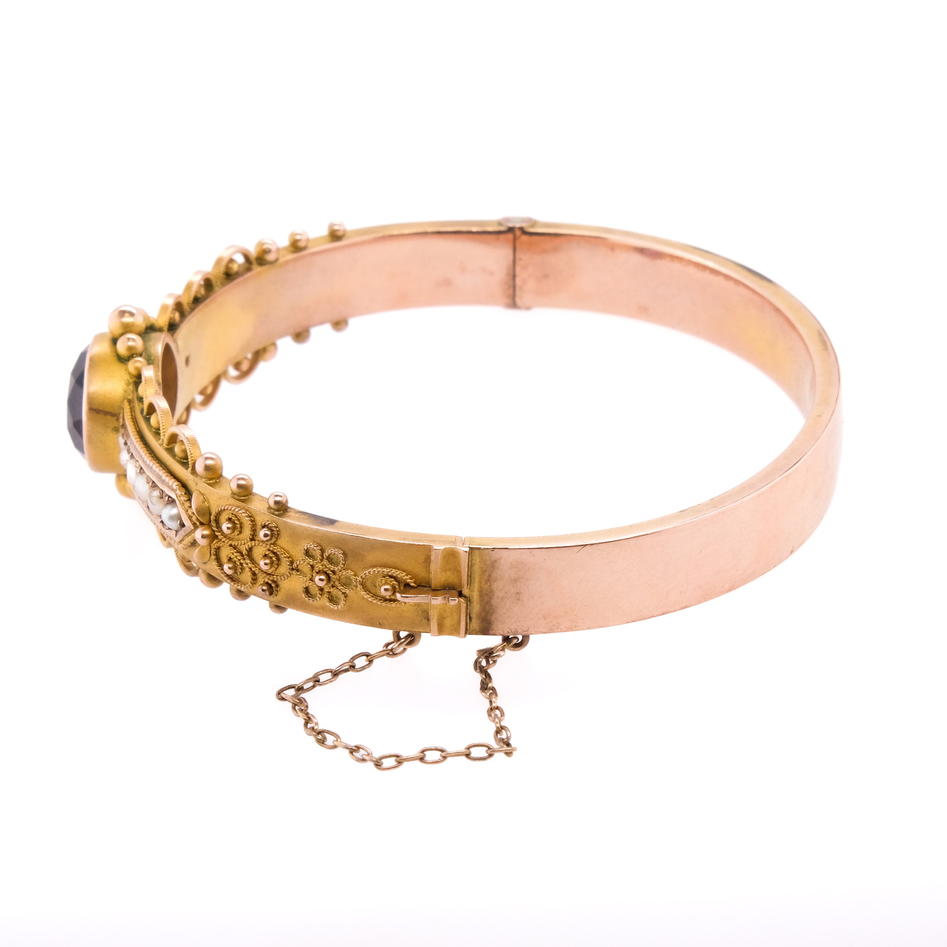 9k Amethyst & Pearl Seed Bangle