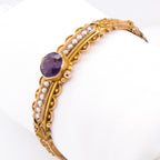 9k Amethyst & Pearl Seed Bangle