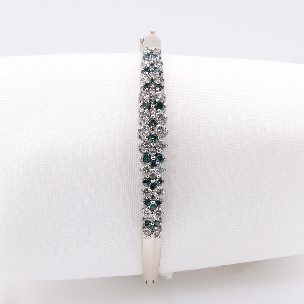 14k Blue Diamond and Diamond Bangle