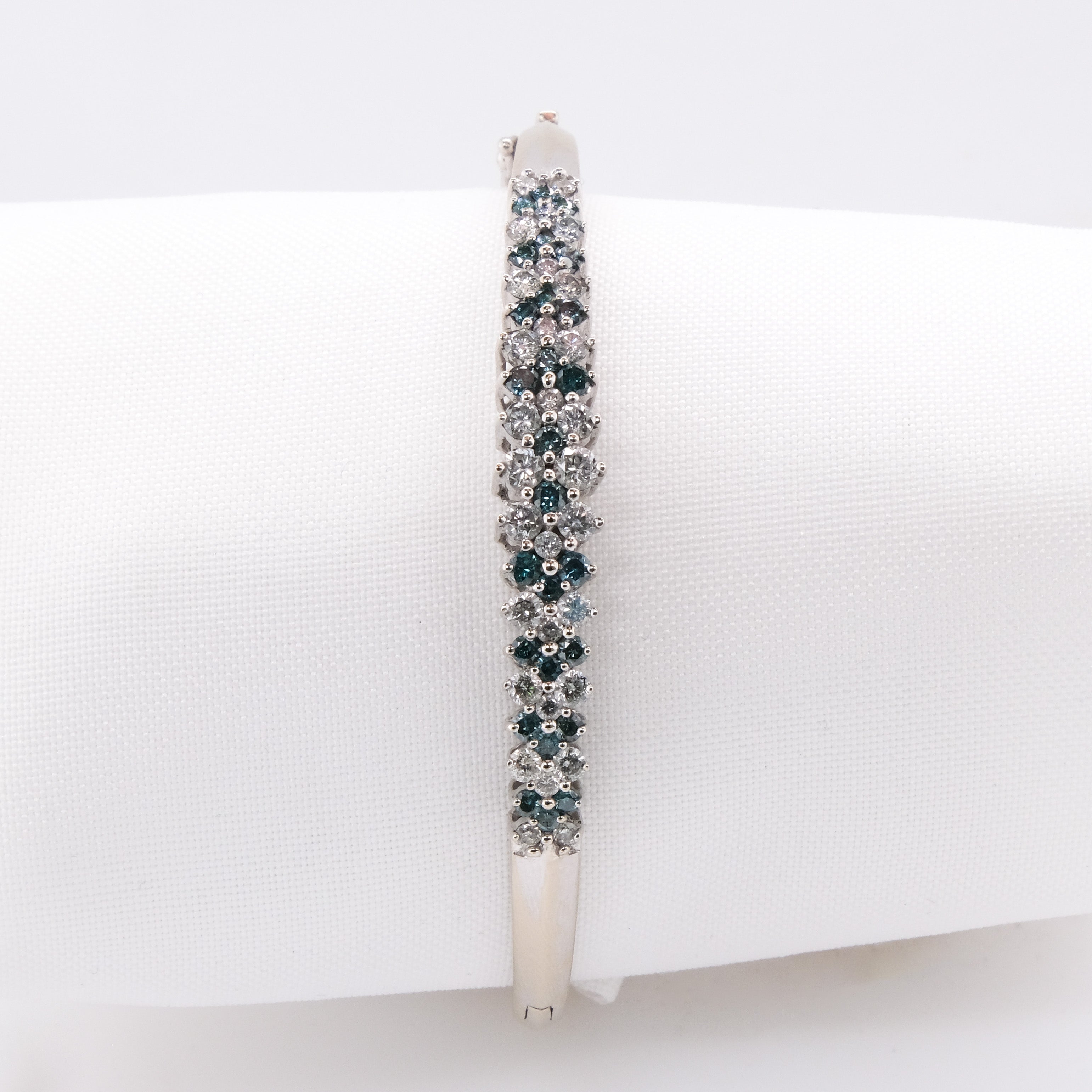 14k Blue Diamond and Diamond Bangle