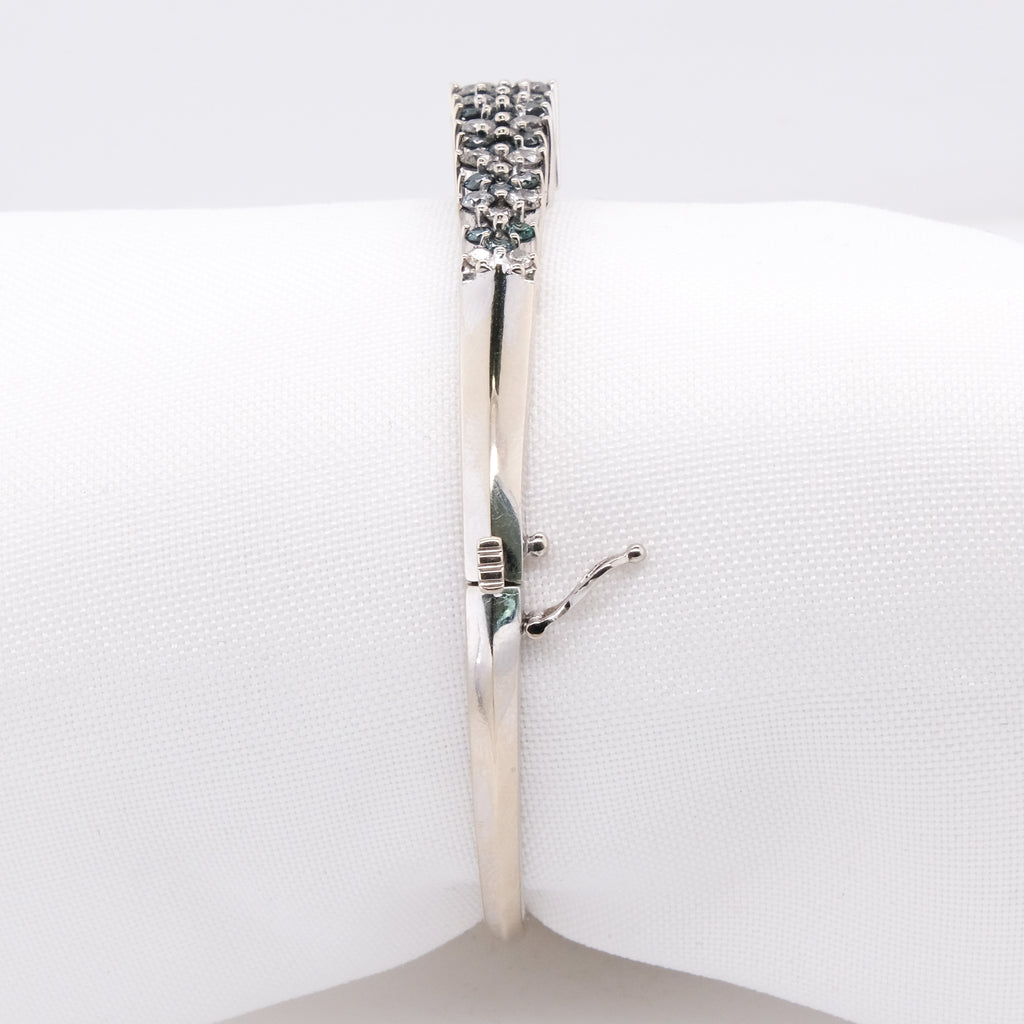 14k Blue Diamond and Diamond Bangle