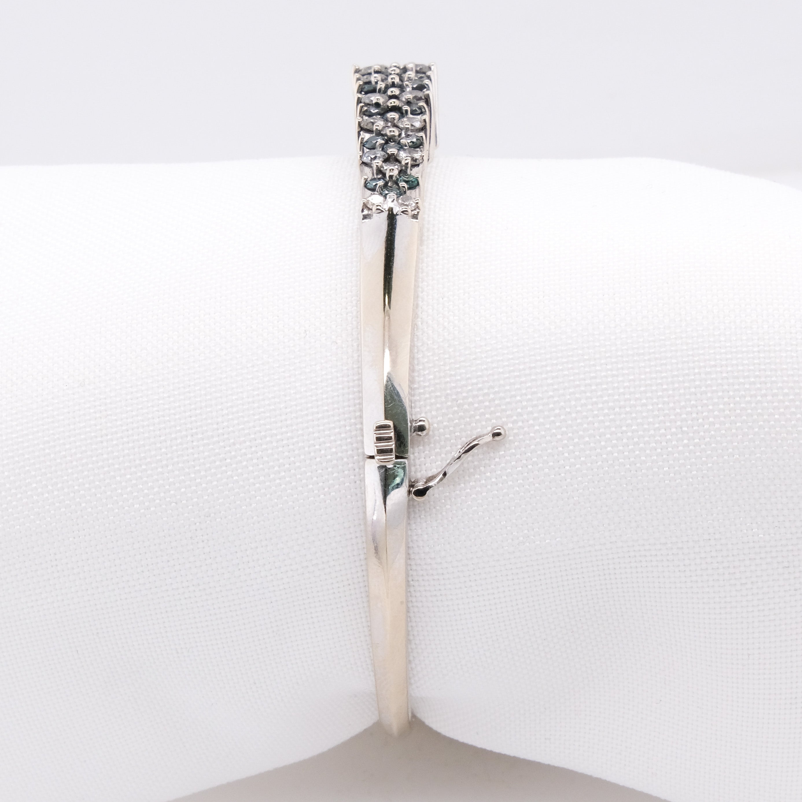 14k Blue Diamond and Diamond Bangle