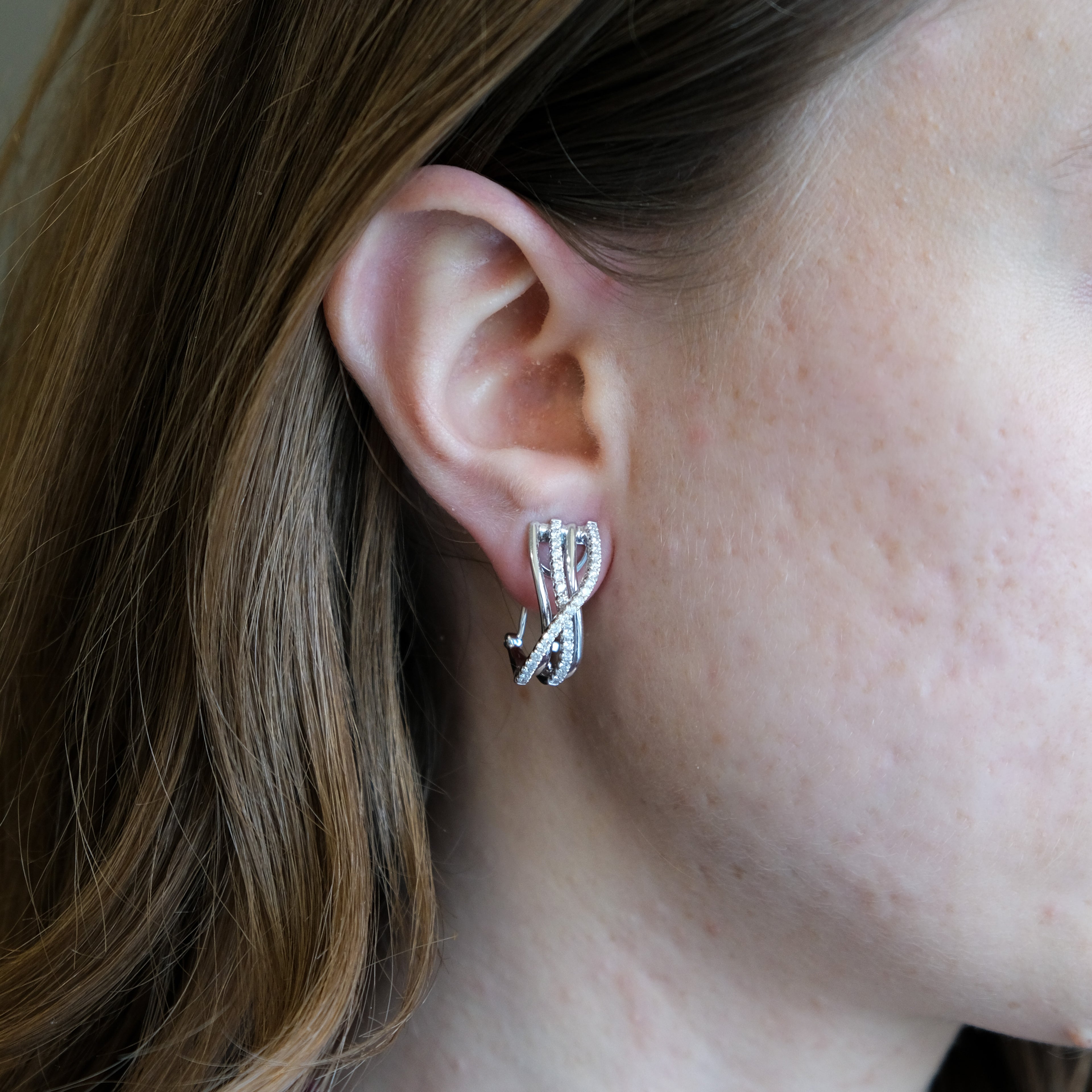 18k French Back Diamond Earrings