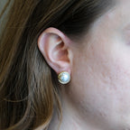 14k Mabe Pearl & Diamond Earrings