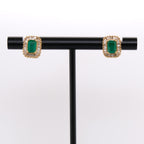 14k Emerald & Baguette Diamond Studs