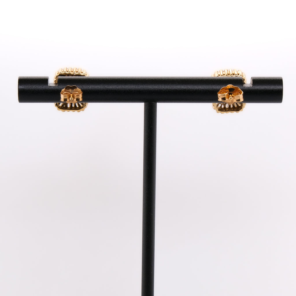 14k Emerald & Baguette Diamond Studs