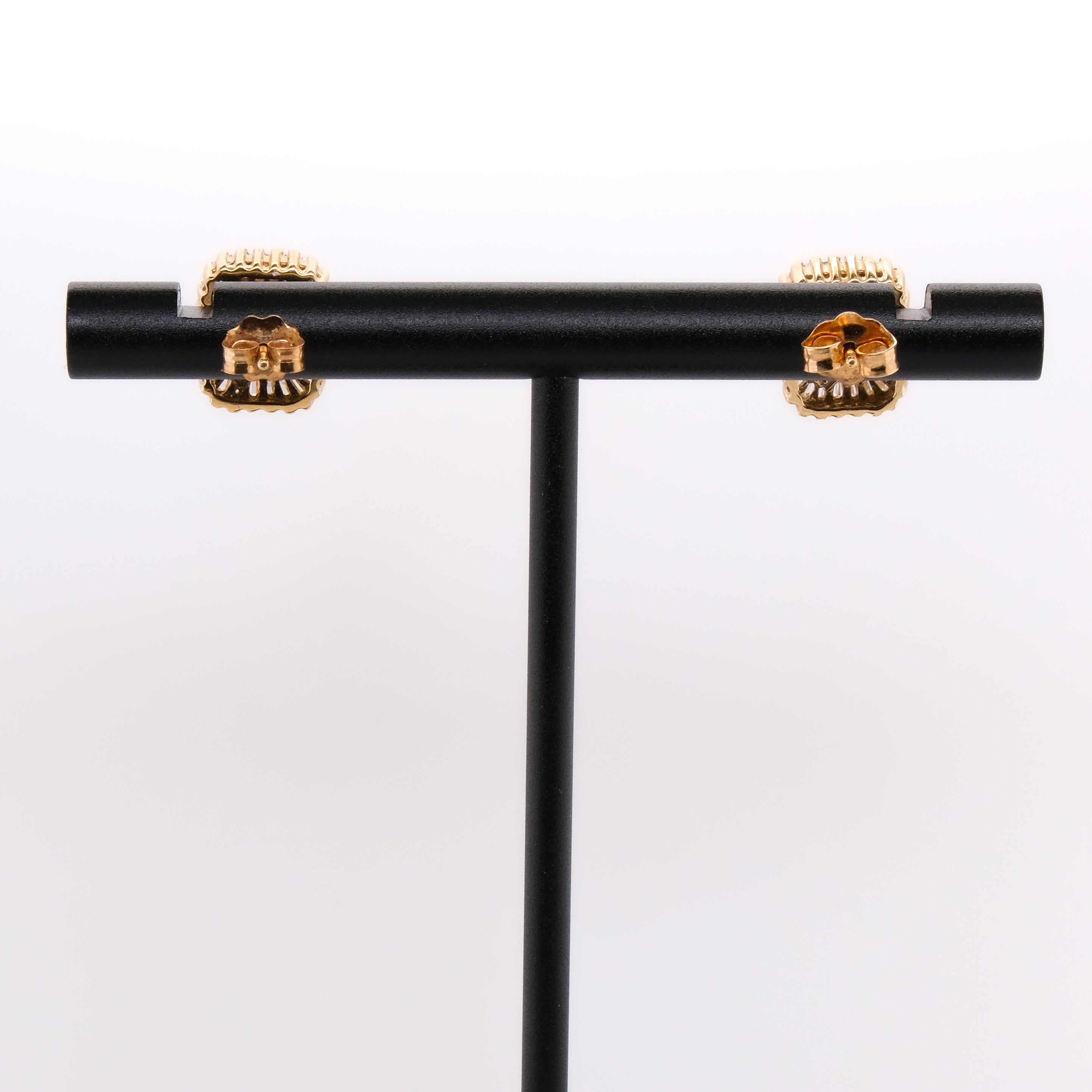 14k Emerald & Baguette Diamond Studs