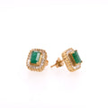 14k Emerald & Baguette Diamond Studs