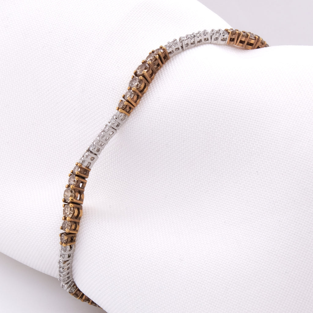 14k Diamond & Brown Diamond Tennis Bracelet