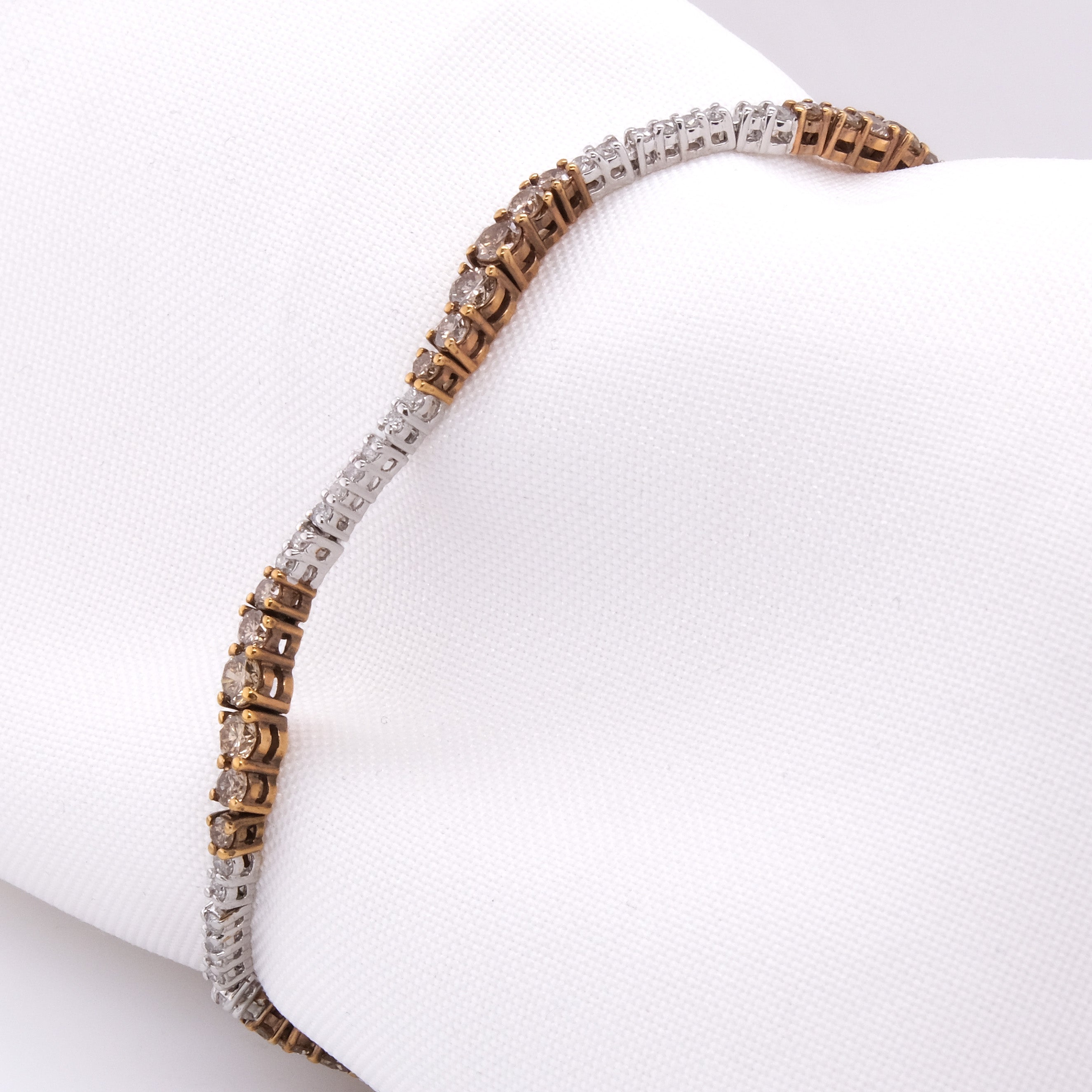 14k Diamond & Brown Diamond Tennis Bracelet