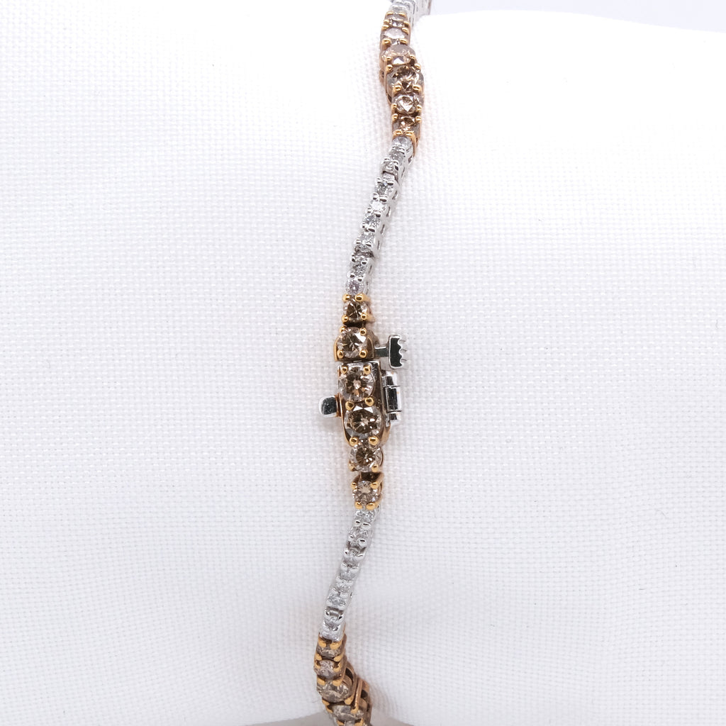 14k Diamond & Brown Diamond Tennis Bracelet