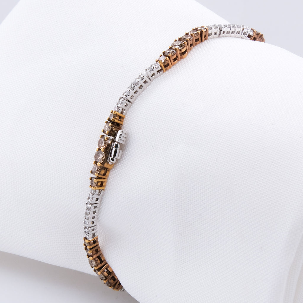14k Diamond & Brown Diamond Tennis Bracelet