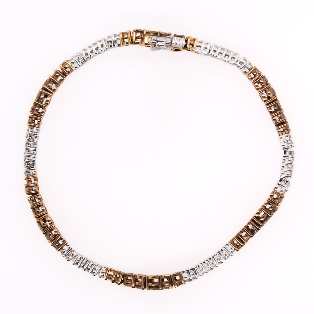 14k Diamond & Brown Diamond Tennis Bracelet