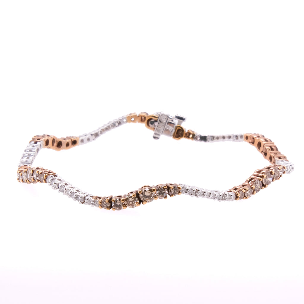 14k Diamond & Brown Diamond Tennis Bracelet