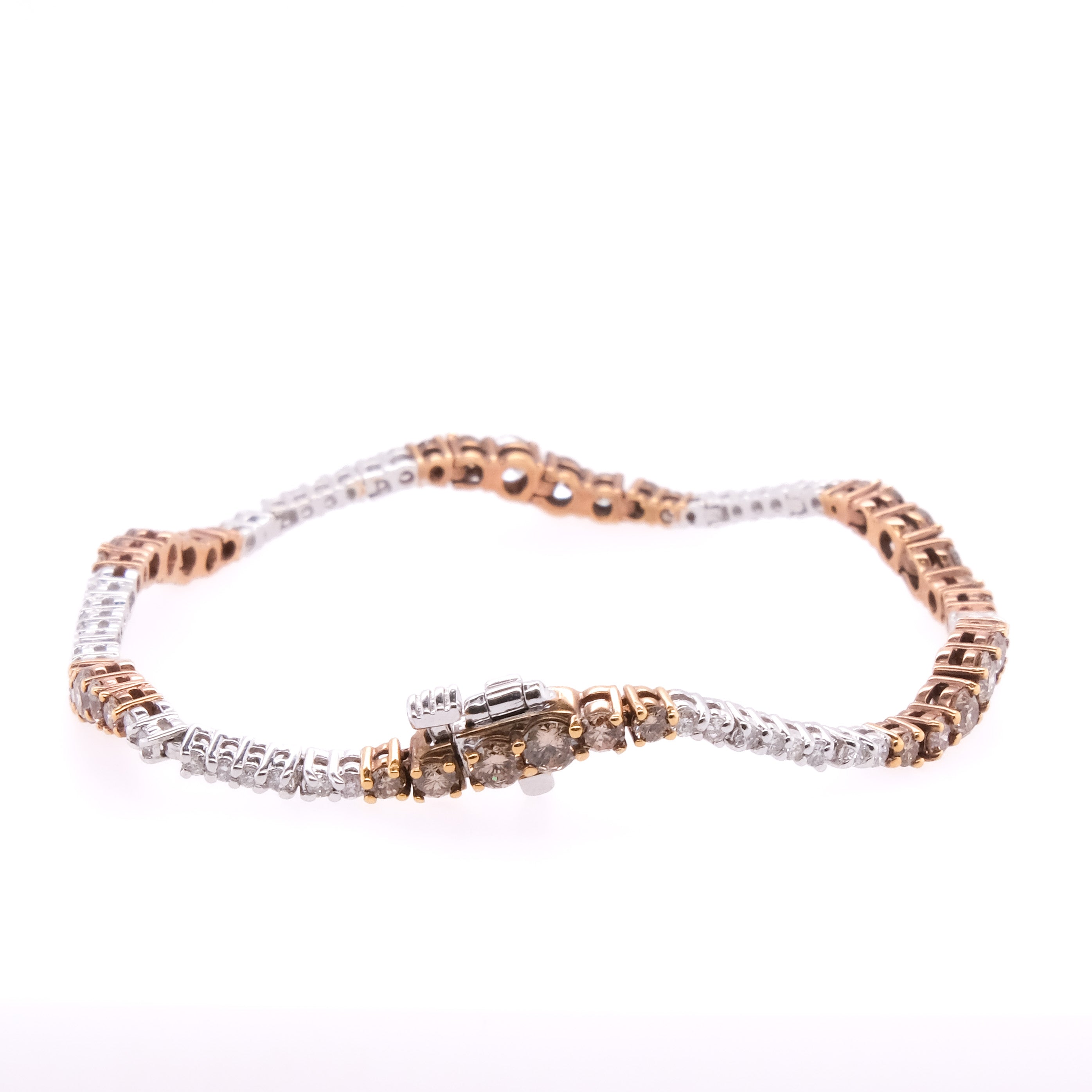 14k Diamond & Brown Diamond Tennis Bracelet