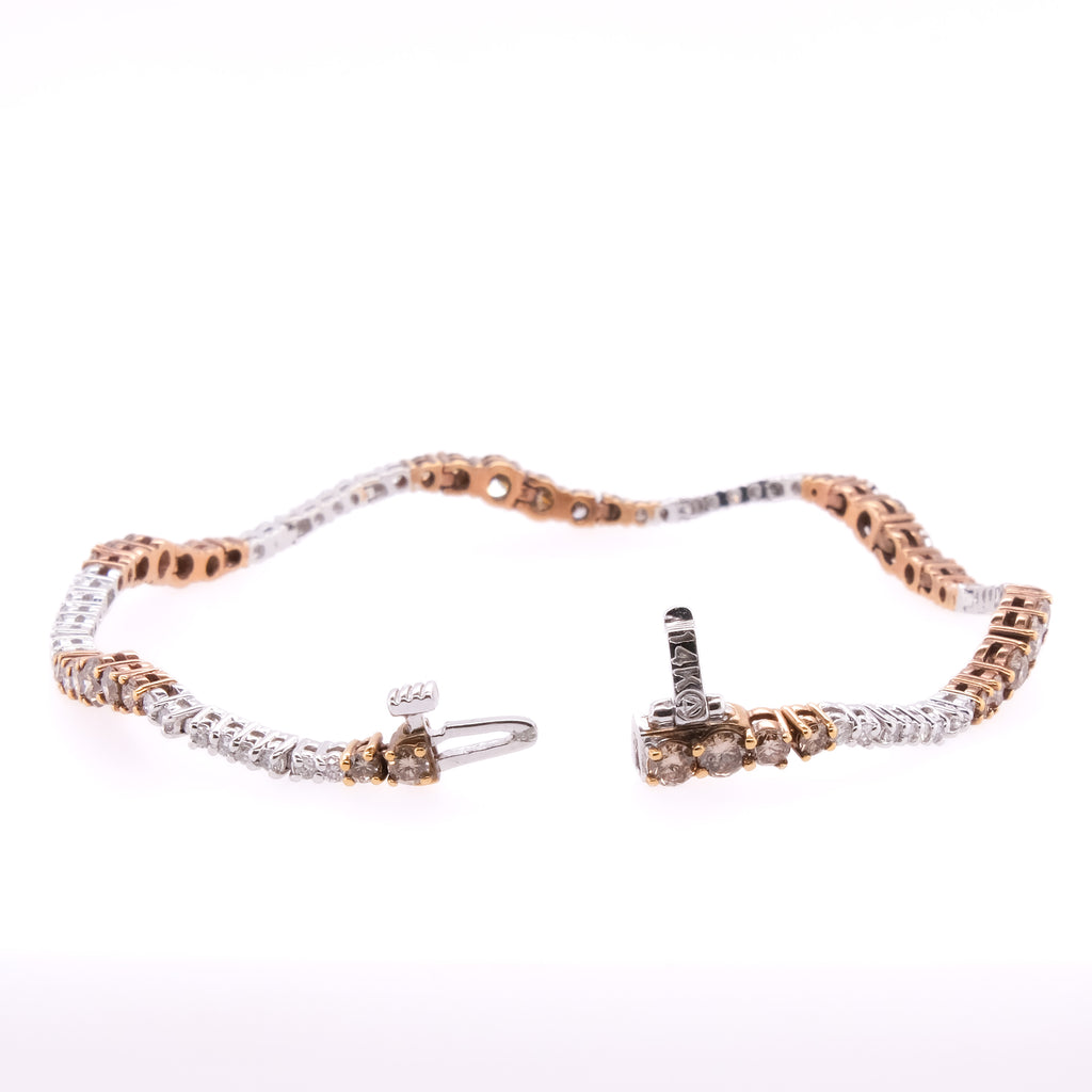 14k Diamond & Brown Diamond Tennis Bracelet