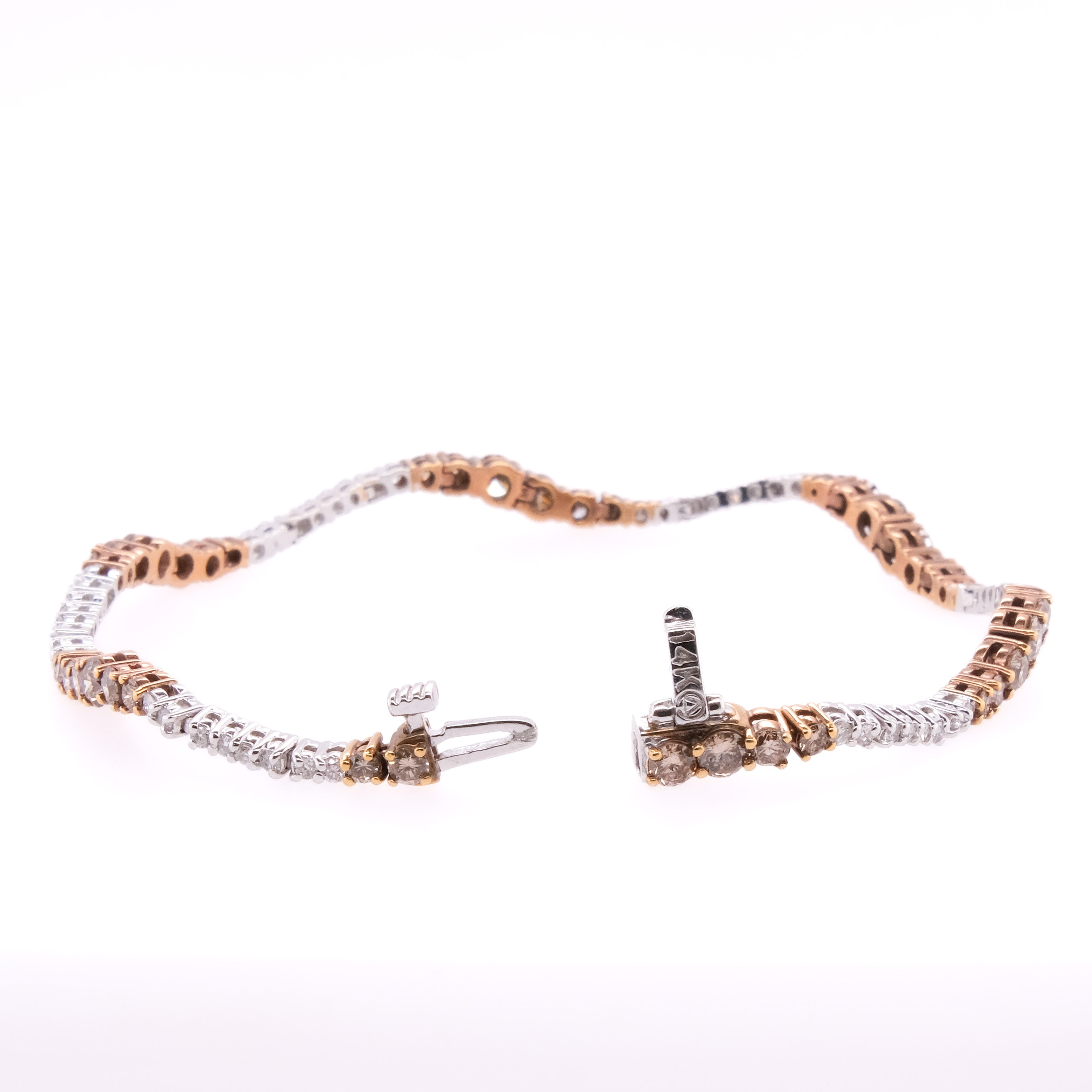14k Diamond & Brown Diamond Tennis Bracelet
