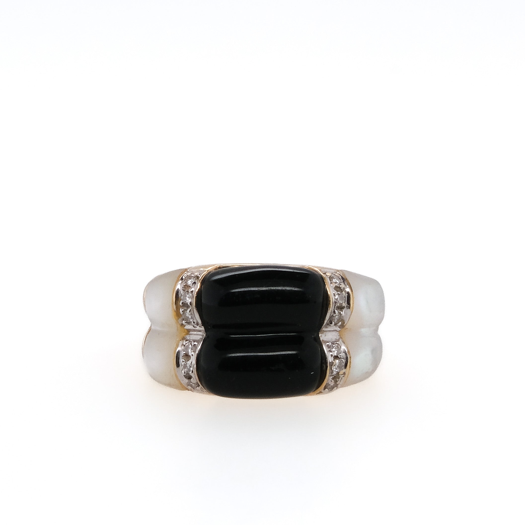 14k Onyx & Mother of Pearl Ring