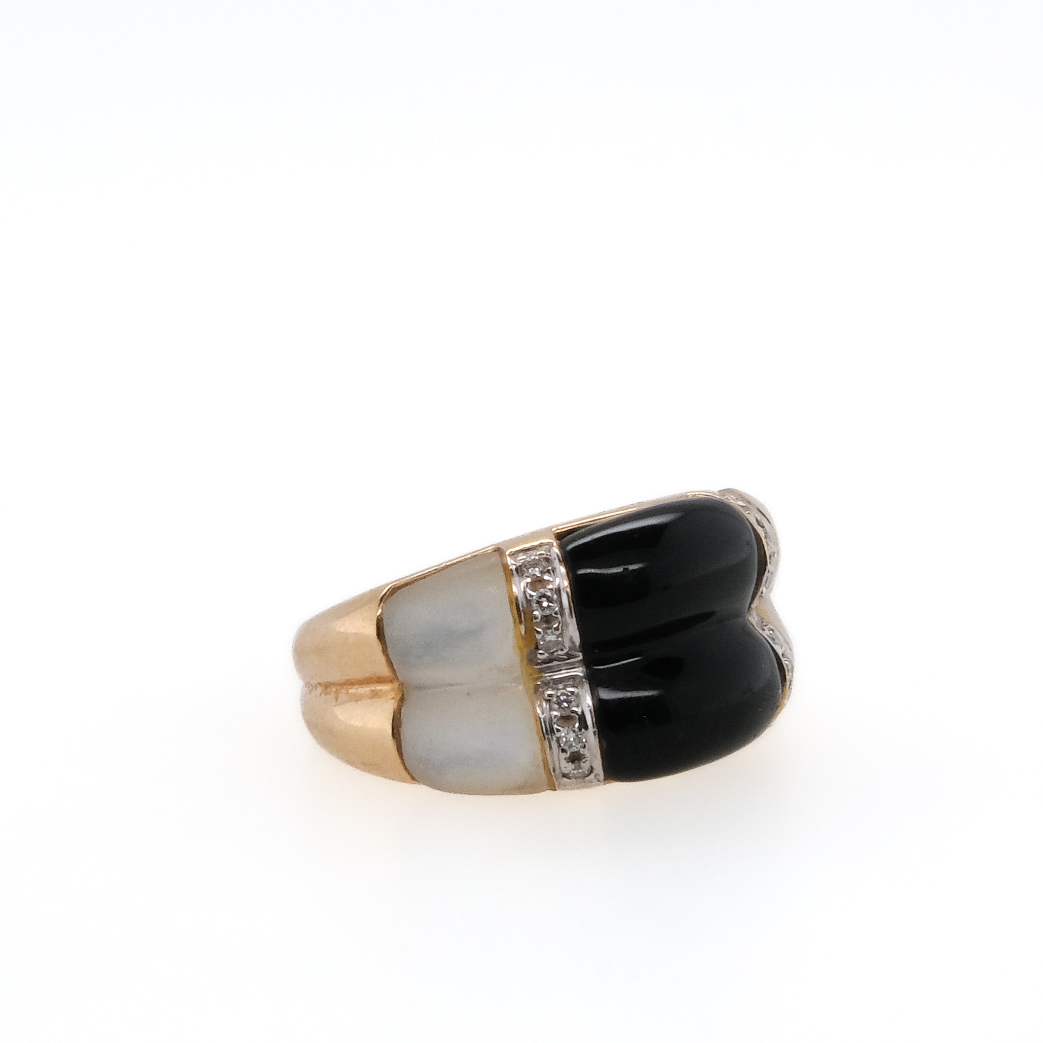 14k Onyx & Mother of Pearl Ring