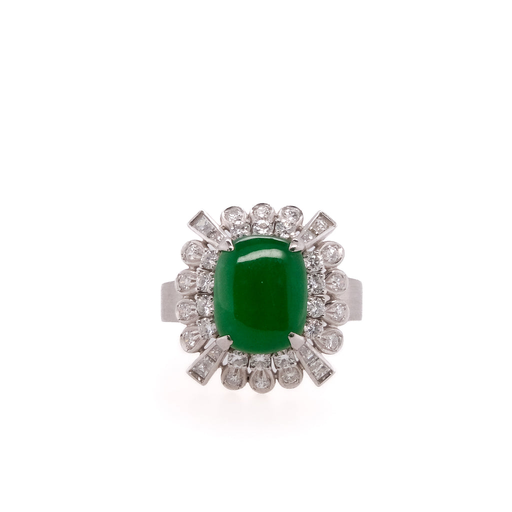 Platinum Jadeite & Diamond Ring