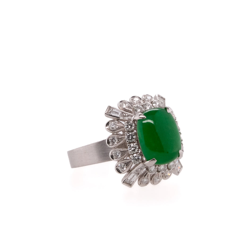 Platinum Jadeite & Diamond Ring