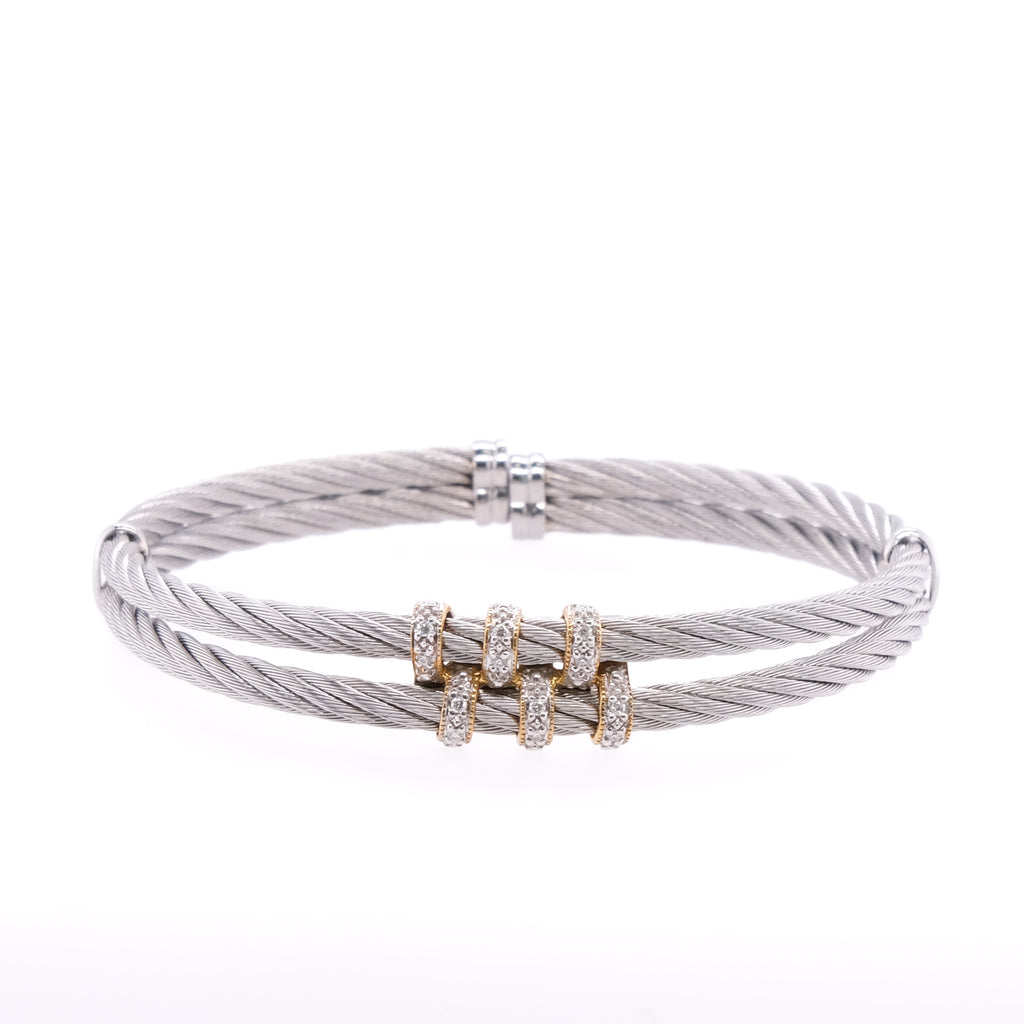 `18k & Stainless Steel Charriol Diamond Bangle