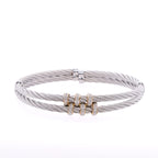 `18k & Stainless Steel Charriol Diamond Bangle
