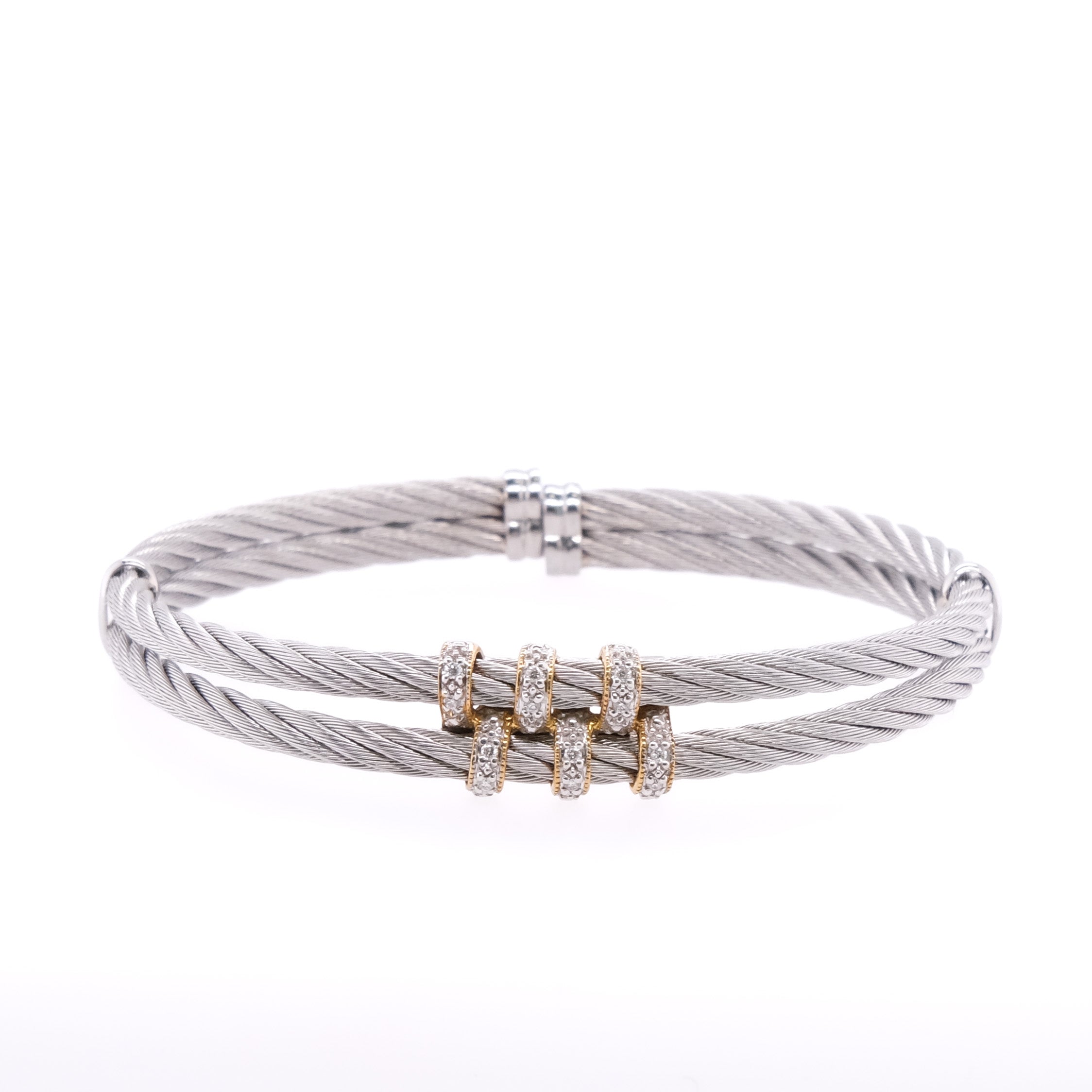 `18k & Stainless Steel Charriol Diamond Bangle