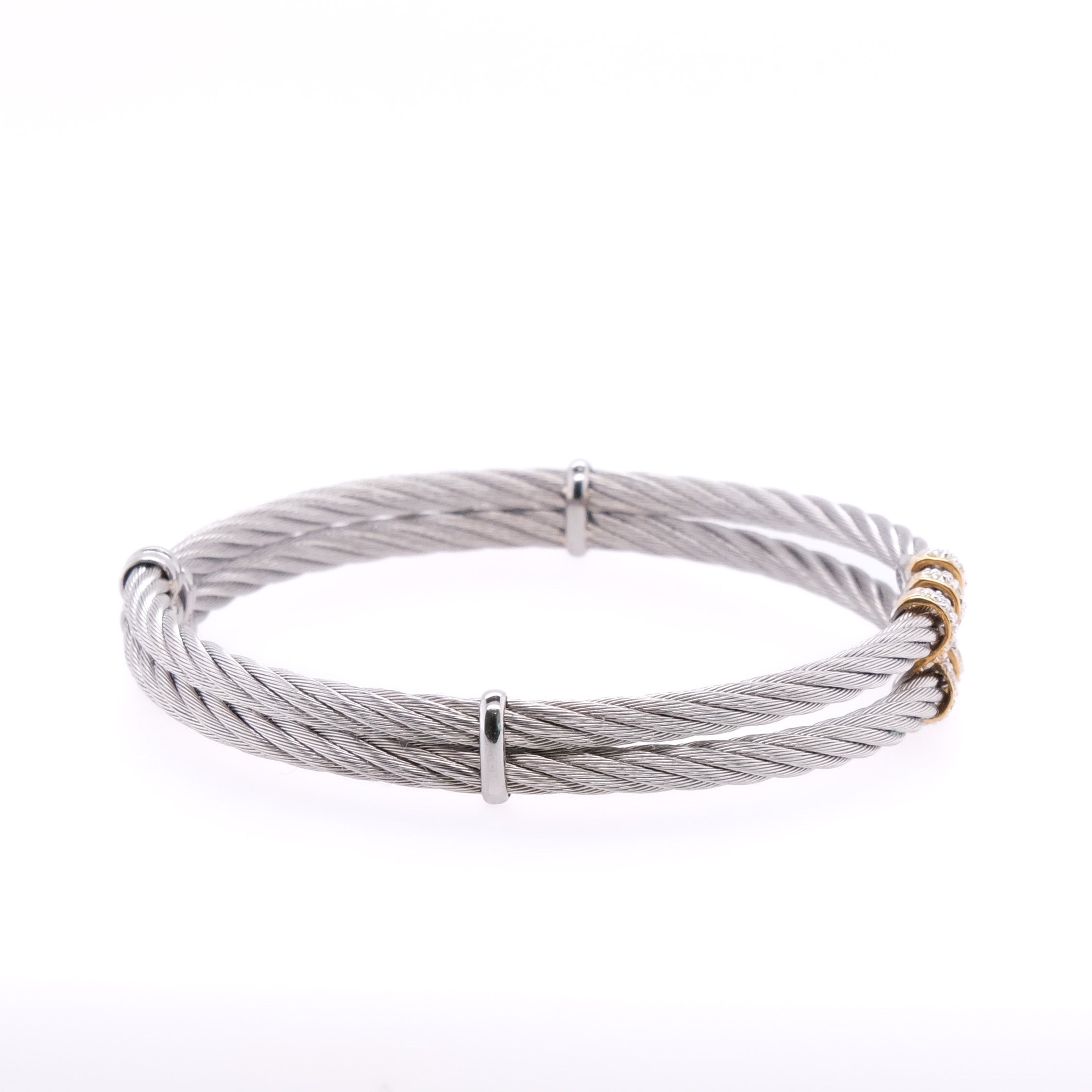 `18k & Stainless Steel Charriol Diamond Bangle