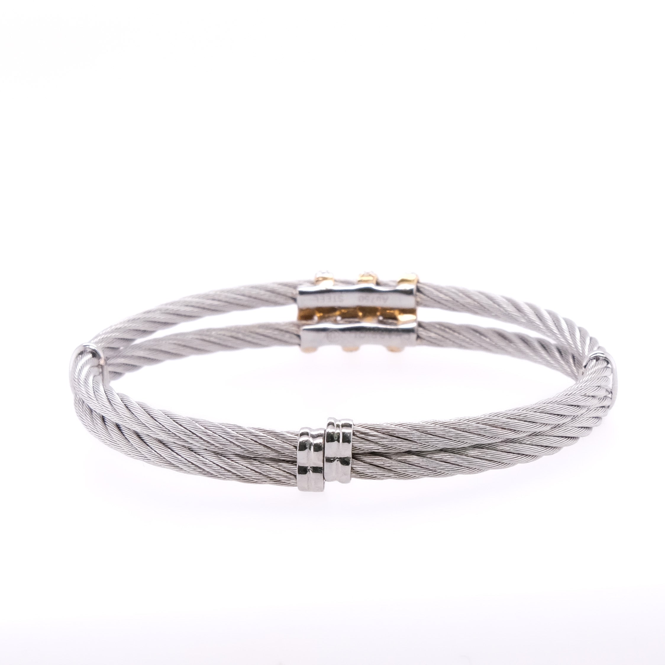 `18k & Stainless Steel Charriol Diamond Bangle