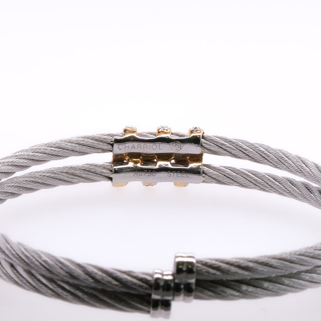`18k & Stainless Steel Charriol Diamond Bangle