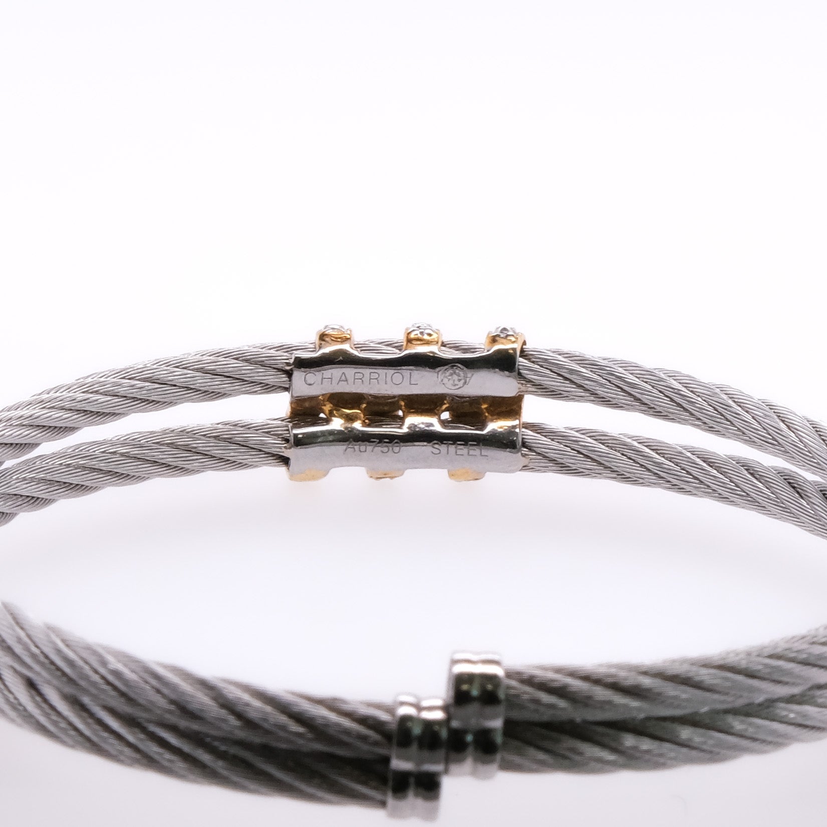 `18k & Stainless Steel Charriol Diamond Bangle