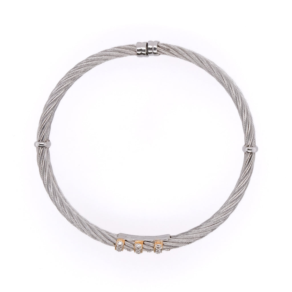 `18k & Stainless Steel Charriol Diamond Bangle