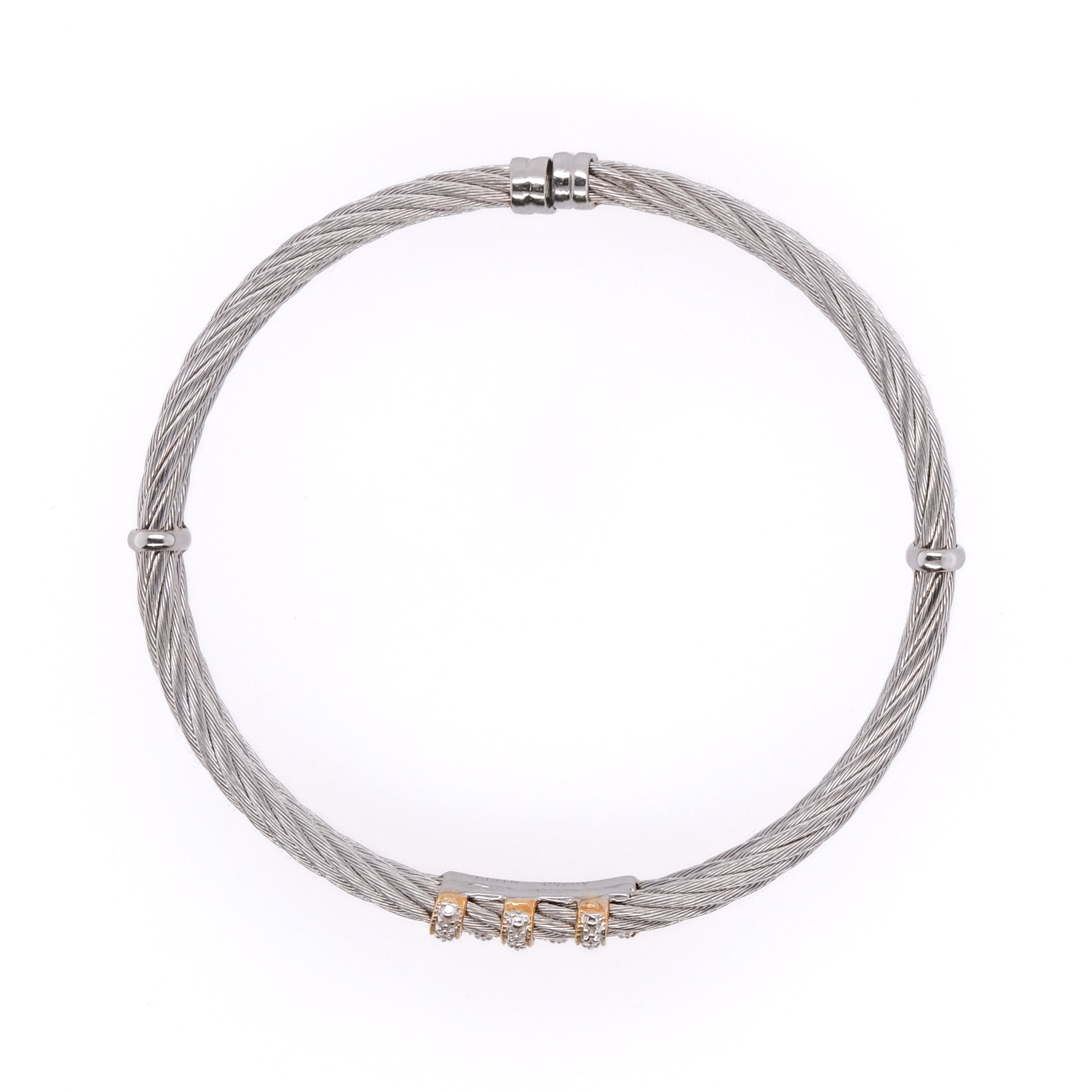 `18k & Stainless Steel Charriol Diamond Bangle