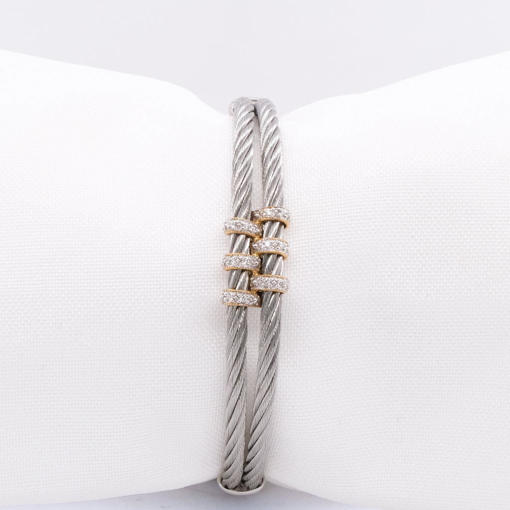 `18k & Stainless Steel Charriol Diamond Bangle