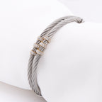 `18k & Stainless Steel Charriol Diamond Bangle